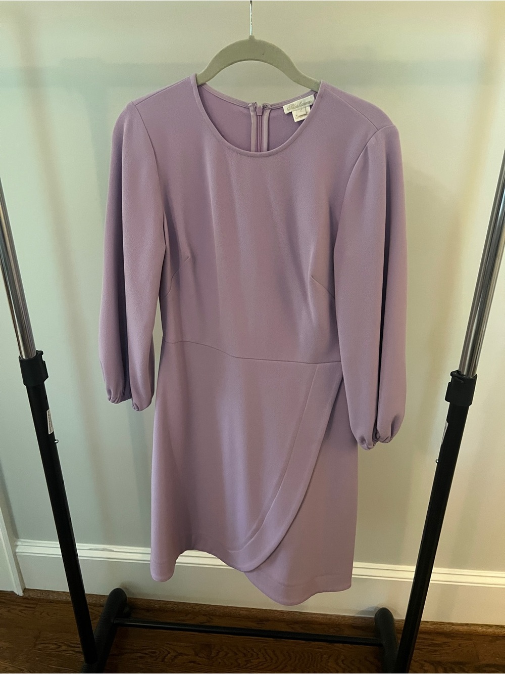 Shoshanna Lilac Balloon-Sleeve Sheath Dress